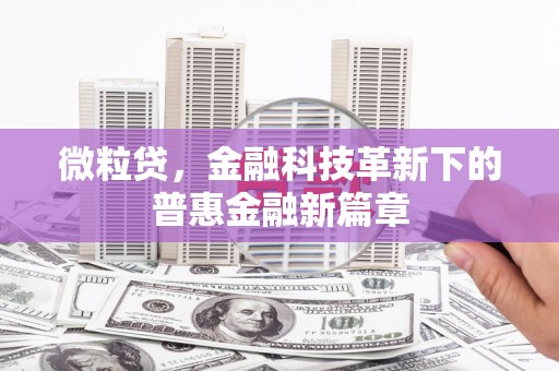 柏乡微粒贷，金融科技革新下的普惠金融新篇章
