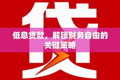 柏乡低息贷款，解锁财务自由的关键策略