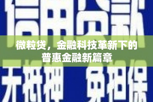 柏乡微粒贷，金融科技革新下的普惠金融新篇章