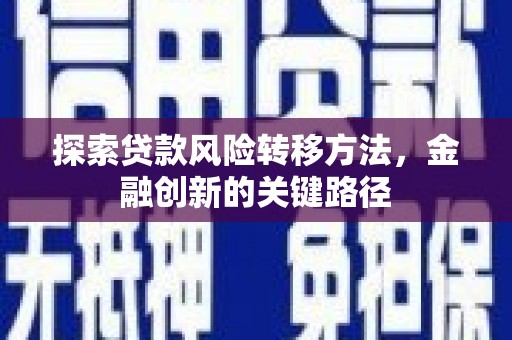 柏乡探索贷款风险转移方法，金融创新的关键路径